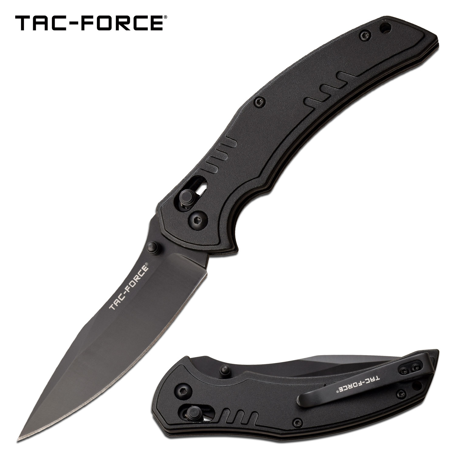 Folding Knife 8in Overall Tac-Force Black Stealth Rapid-Lock Tactical EDC 1036Bk