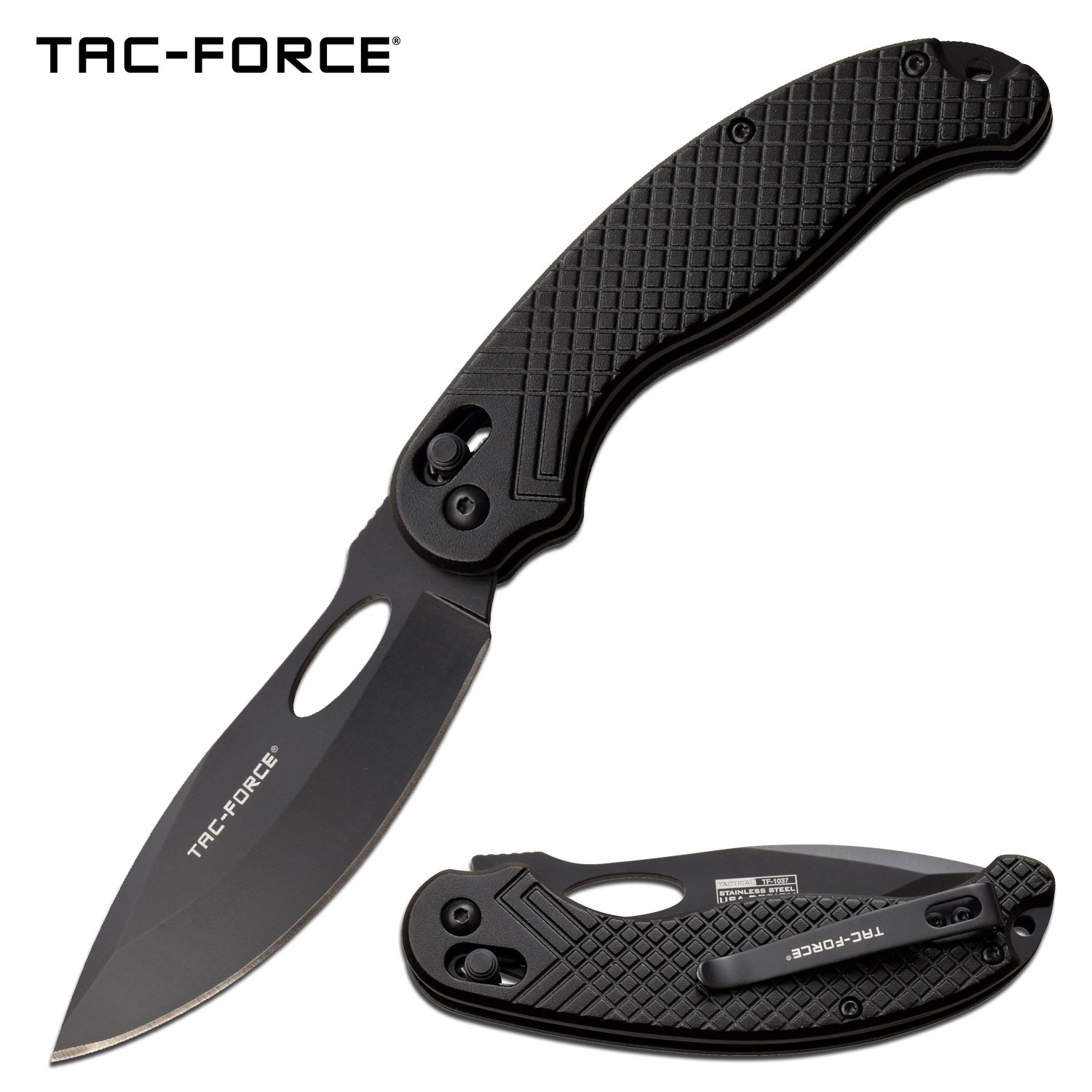 Folding Knife Tac-Force Black Stealth Rapid-Lock Manual Pocket Tactical EDC