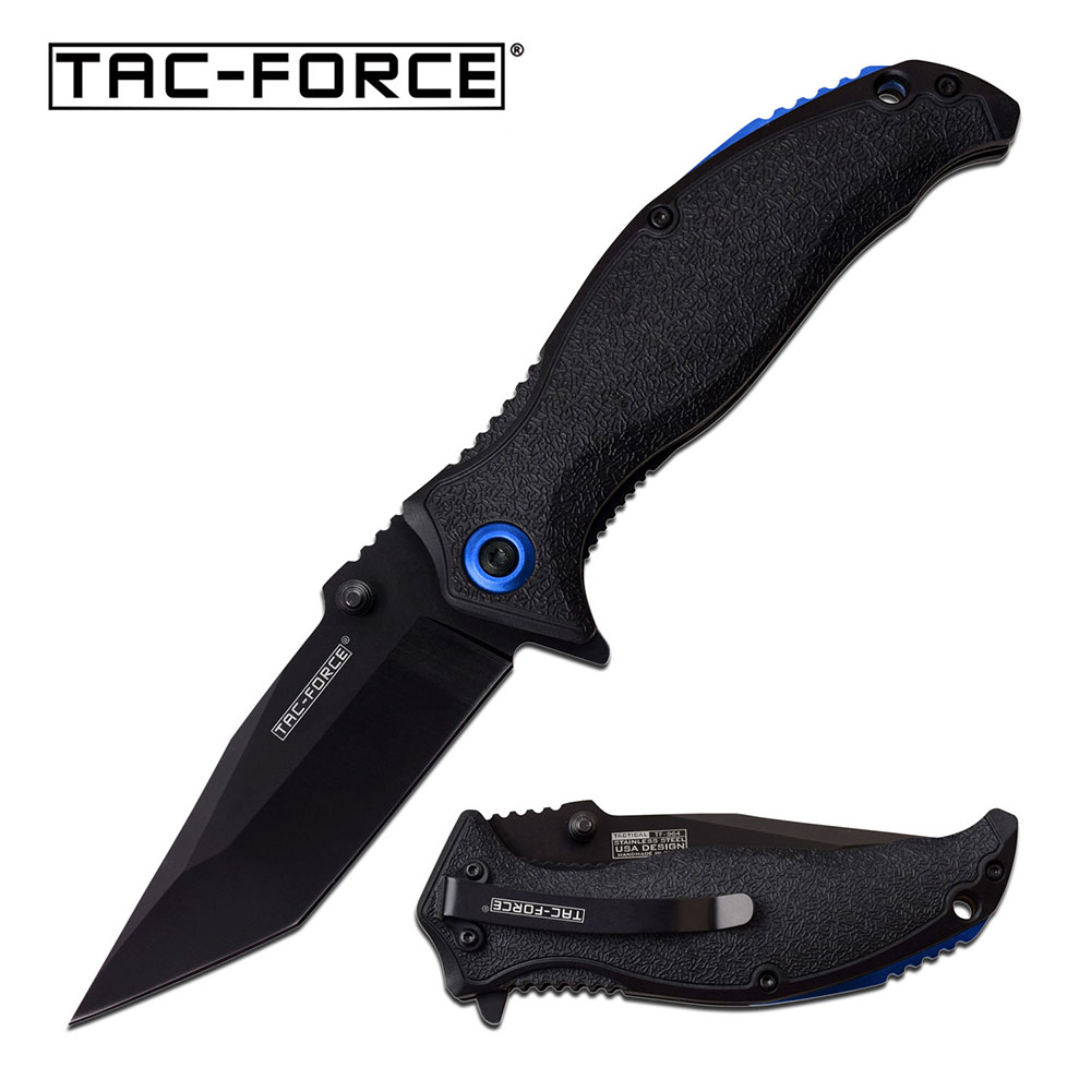 Spring-Assist Folding Knife Tac-Force Black Tanto Blade EDC Tactical Blue 964Tbk