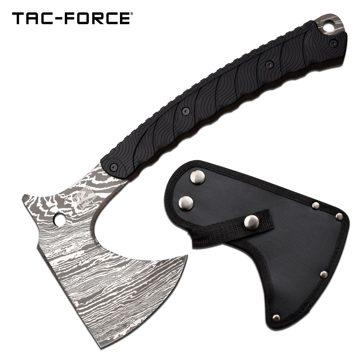 Hand Ax | Tac-Force Tactical Axe Hatchet Tomahawk Acid Etched Full Tang + Sheath