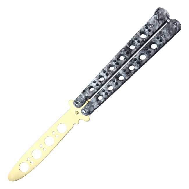Practice Butterfly Knife 8.75in. Gray Gold Balisong Trainer Wbk2 - No Blade