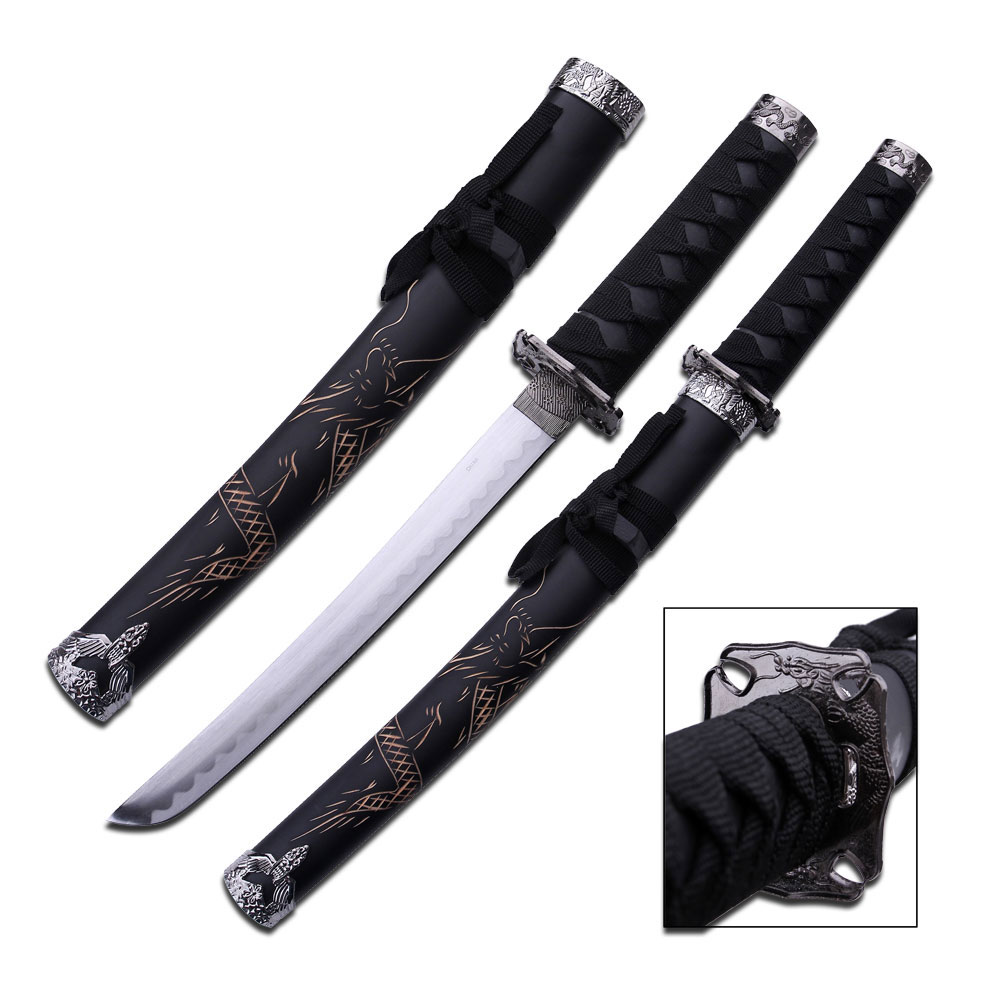MINI SAMURAI SWORD21" Japanese Dagger Katana Carbon Steel Blade Purple Black 