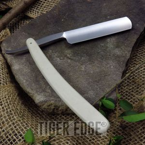 Straight Razor White Plastic Low Cost Barber Shaving Folding Knife 202831-Wt