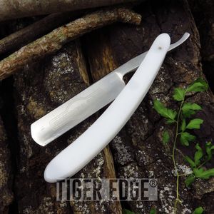 Straight Razor White Plastic Low Cost Barber Shaving Folding Knife 203044-Wt