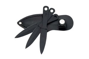 4.5in. Black 3-Pc. Little Arrow Mini Throwing Knife Set w/ Leather Sheath