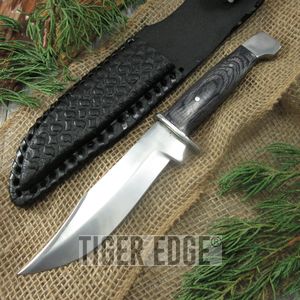 Fixed-Blade Hunting Knife Rite Edge Mini Bowie Skinning Blade Black Wood
