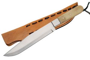 12.5in. Carbon Steel Santa Fe Hunter Bowie Knife With Genuine Leather Sheath