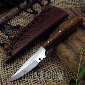 Fixed Blade Hunting Knife 5.75in Mini Native American Style Patch Leather Sheath