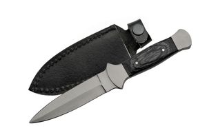 Dagger 3.75in. Double Edge Silver Blade Black Wood Handle Full Tang Boot Knife