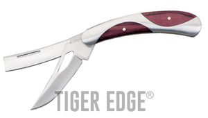 Folding Pocket Knife 3.5in. Rite Edge Razor And Clip Blade Wood Handle Trapper