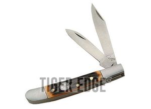 Folding Pocket Knife 2.75in. Classic Trapper Knife 2 Blade Brown Bone Handle