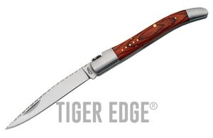 Folding Pocket Knife 4in. Rite Edge French Style Filework Spine Wood Handle EDC