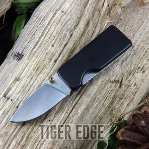 Folding Knife Black Silver Blade Money Clip EDC - Great Gift! - 210649