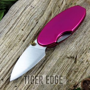 Folding Pocket Knife 2.75in. Mini Women's Pink Magenta Purple Slim Oval Pebble