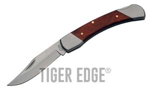 Folding Pocket Knife 5in. Closed Stainless Steel Blade Wood Handle Lockback EDC