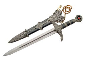 18.5in. Medieval Knight Lord's Double Edged Dagger w/ Scabbard