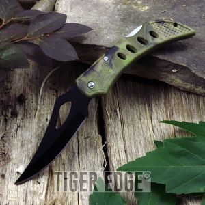 Folding Pocket Knife 4in. Forest Camo Black Blade Tactical EDC Army Green 210875