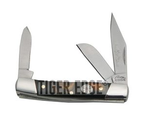 Folding Pocket Knife Rite Edge 2.75in Black Pearl Large Classic Stockman 3 Blade