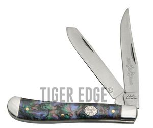 Folding Pocket Knife Rite Edge 3.75in Purple Pearl Large Classic Trapper 2 Blade