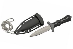 Neck Knife Rite Edge Fixed-Blade Double Edge Dagger 6.5in. Overall Black/Gray