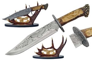 15in. Eagle Bowie Knife With Antler Display Father's Day Gift Hunter Collection