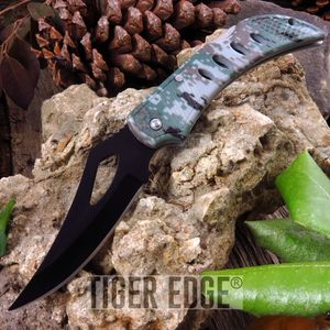 Folding Pocket Knife 4in Digital Camo Black Blade Tactical EDC Army Green 211216