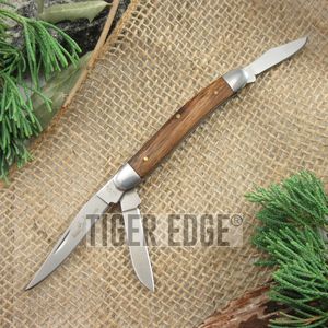 Folding Pocket Knife 6in. Rite Edge Classic Light Brown Wood 3 Blade