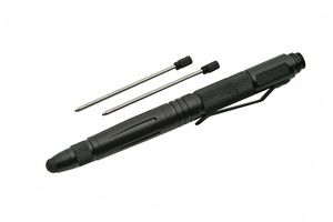 Tactical Pen and Touchscreen Stylus with Knife Blade | Black Aluminum Shaft EDC