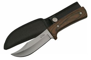 Hunting Knife Rite Edge 9.5in. Stainless Clip Point Blade Wood Handle + Sheath
