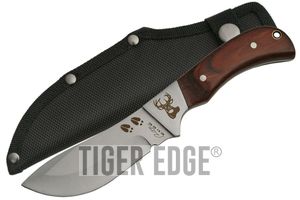 Fixed-Blade Hunting Knife 4in. Blade Wood Handle Deer Hunter Skinner + Sheath