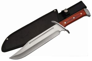 Bowie Knife 15.5in. Overall Classic Blade Full Tang Cherrywood Handle + Sheath