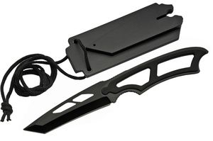 Neck Knife Rite Edge Low Cost Black Tactical Tanto Blade Full Tang + Hard Sheath