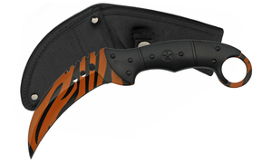 Fixed Blade Knife | Orange Black Karambit Tactical Tiger Stripe Fighter 211462