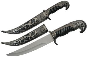 Fixed Blade Knife Black Silver Eagle Hunting Dagger Collectible 211469-Esl