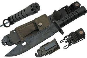 Fixed Blade Knife | Tactical Bayonet Military Grey Black Blade Sheath 211490