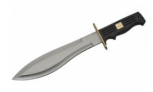 Fixed Blade Knife Rubber Handle Bolo Bowie Black Blade w/ Sheath 211491