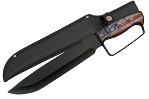 Fixed-Blade Knife D-Guard Knuckle Duster American Flag USA Black Blade + Sheath