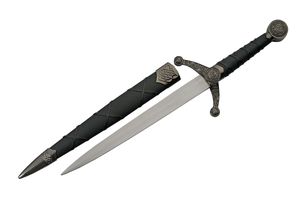 Dagger Medieval Stainless Steel Spearhead Blade Silver Celtic Knot + Sheath