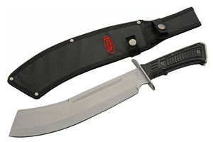 Survival Knife Stainless Steel Cleaver Blade Rubber Handle Machete + Sheath