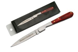Folding Knife 3in. Closed 'Hunter Toothpick' Stainless Steel Blade Wood Handle