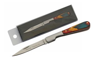 Folding Knife 3in. Closed 'Rancher Toothpick' Stainless Steel Blade Wood Handle