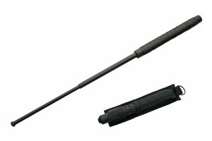 Extendable Defense Baton 26in. Black Rubber Grip Tactical Collapsible Rod