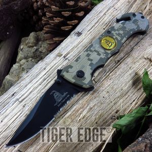 Spring-Assist Folding Pocket Knife Digital Camo Green Dont Tread EDC Rescue