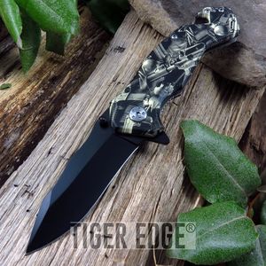 Spring-Assist Folding Pocket Knife Tactical Military Assault Rifle Black Blade