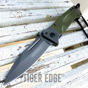 Spring-Assist Folding Pocket Knife Army Green G10 Military Tactical Gunmetal