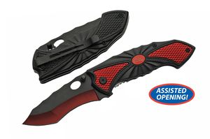 Spring-Assist Folding Pocket Knife | Red Black Blade Fantasy Tactical EDC