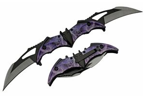 Spring-Assist Folding Knife | Rite Edge Fantasy Purple Thunder Bat Dual Blade