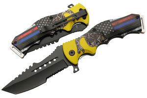 Folding Knife Usa Don'T Tread On Me First-Responder Patriot Tanto Serrated Blade