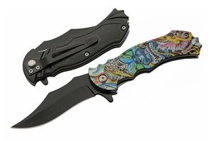 Folding Knife Blue Demon Stainless Steel Clip Point Blade Tactical EDC