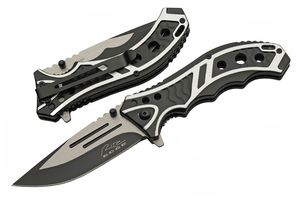 Spring-Assist Folding Knife Rite Edge Black Silver Steel Blade Tactical EDC